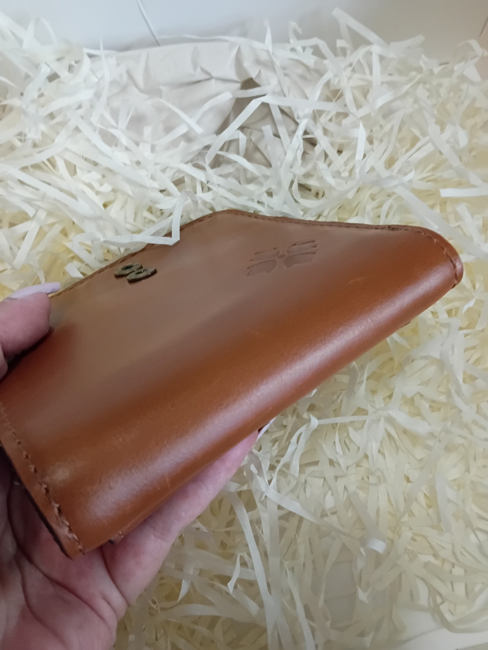 Patricia Nash VintagEuc Kiss Lock Brown Leather Bifold Wallet with Floral Emboss - Picture 8 of 12